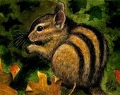 Fall Chipmunk Art by Melody Lea Lamb ACEO Print