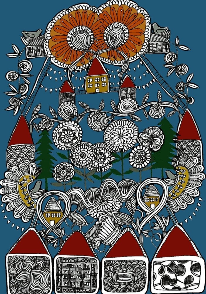 intentional community in blue - print