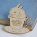 Wood bunny brooch