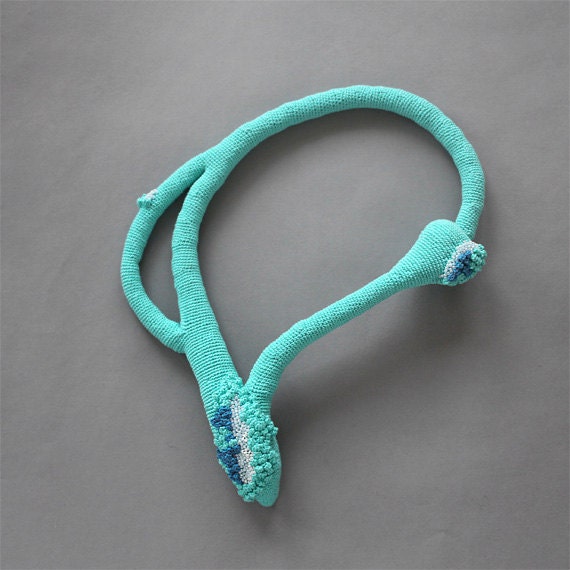 Crochet necklace - Turquoise shark catfish