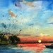 Lake Landscape Original Watercolor Painting of a Lake Murray South Carolina
