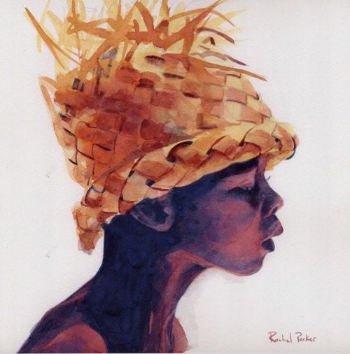 Print of my watercolor painting Abou African American Black Child
