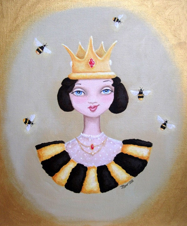 Original acrylic painting - 10 x 12 - Queen Bee