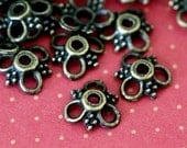 Lead Free 24pcs Antique Bronze Flower Caps (10mm ) ZA8938