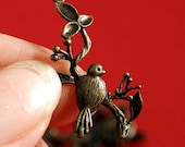 Sale TOP QUALITY 4pcs Antique Bronze Twig with Bird Pendants EC4437Y-AB