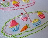 Bunny and Her Cupcakes Embroidery PDF Pattern