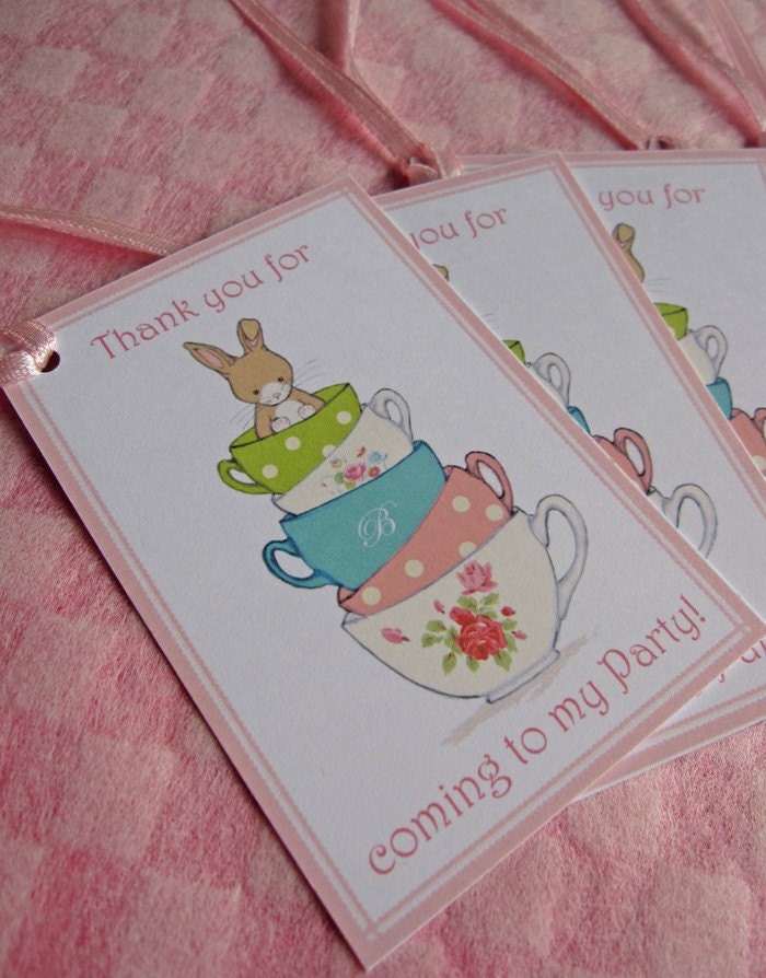 Bunny and her Teacups - Thank you for coming to my Party Gift Tags