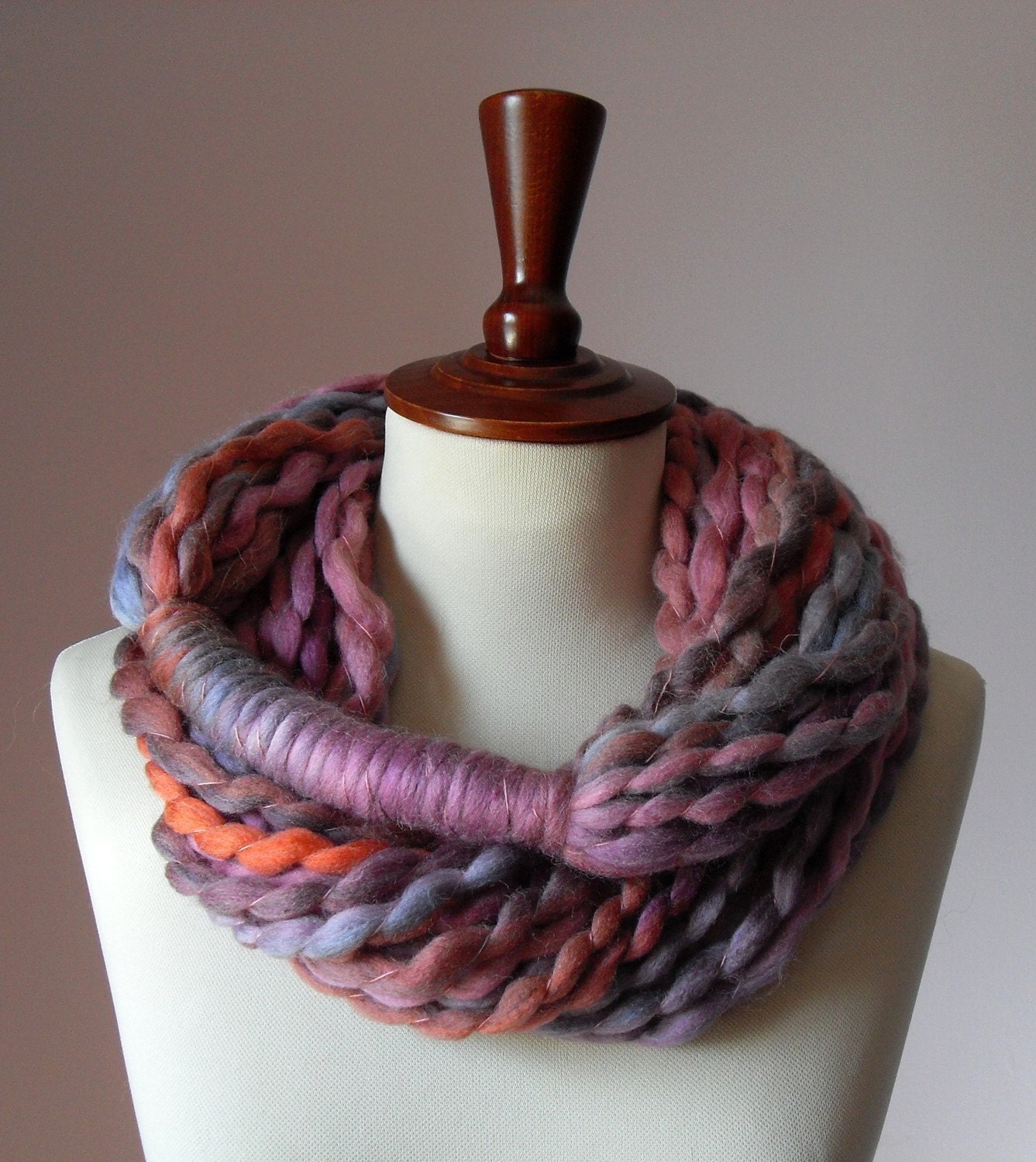Infinity Scarf Pink Shades Purple Lilac - Chunky - Accessories - Long - MINI LOOP SCARF