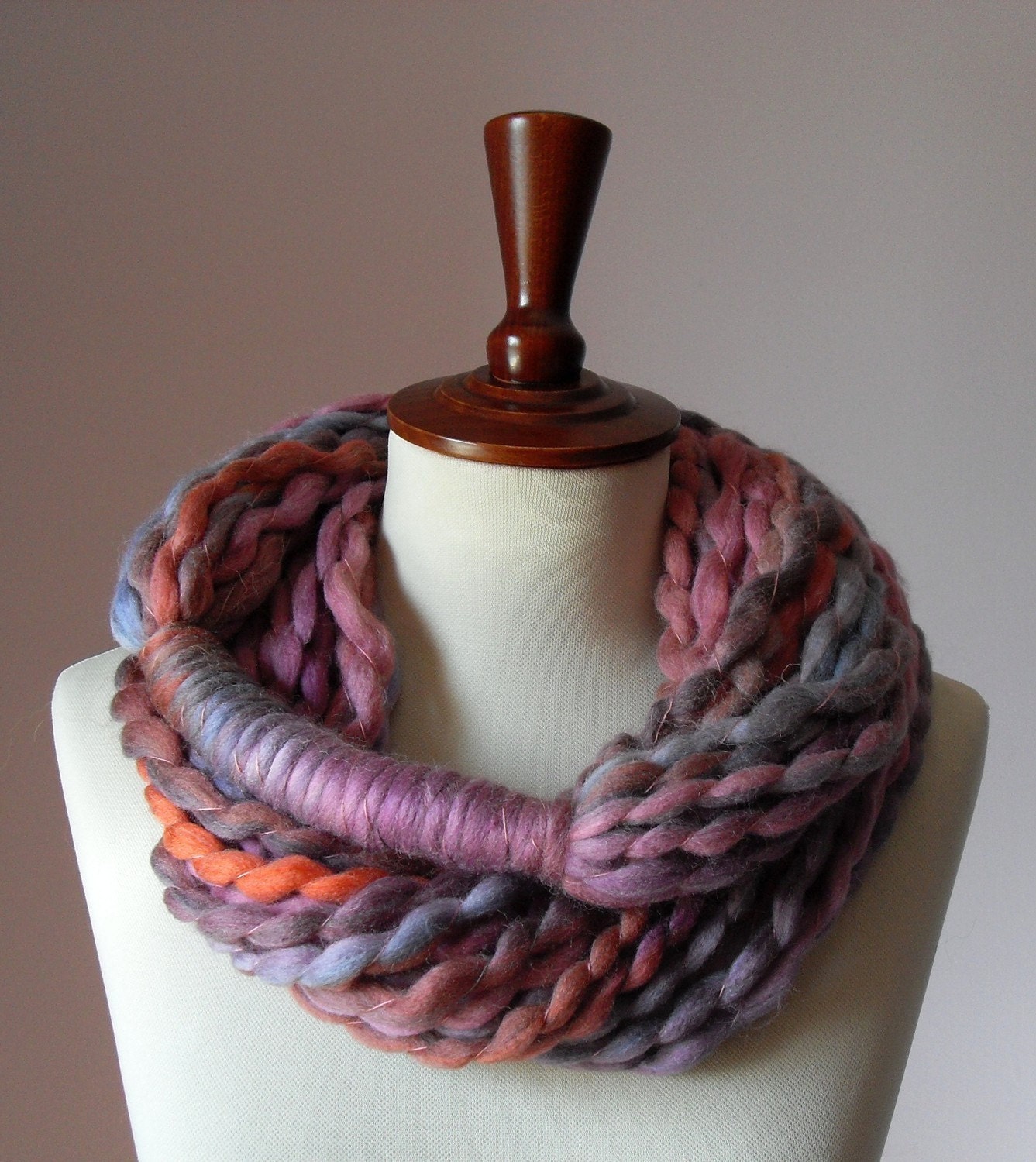 Infinity Scarf Pink Shades Purple Lilac - Chunky - Accessories - Long - MINI LOOP SCARF