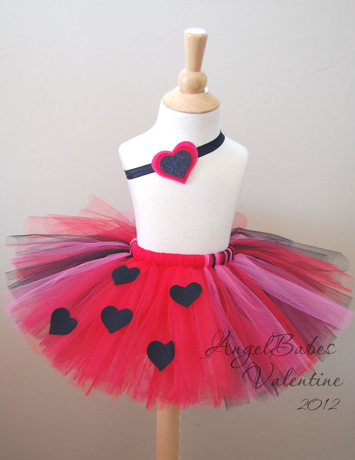 AngelBabes Valentine Tutu and Headband Set 12 month 2T 3T 4T 5 6