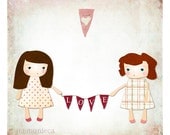 Love Garland -  5 x 5 inches art print -