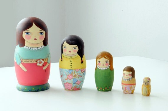 Pastel Muniecas nesting dolls - OOAK