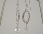 Crystal drop earrings - silver with clear crystals