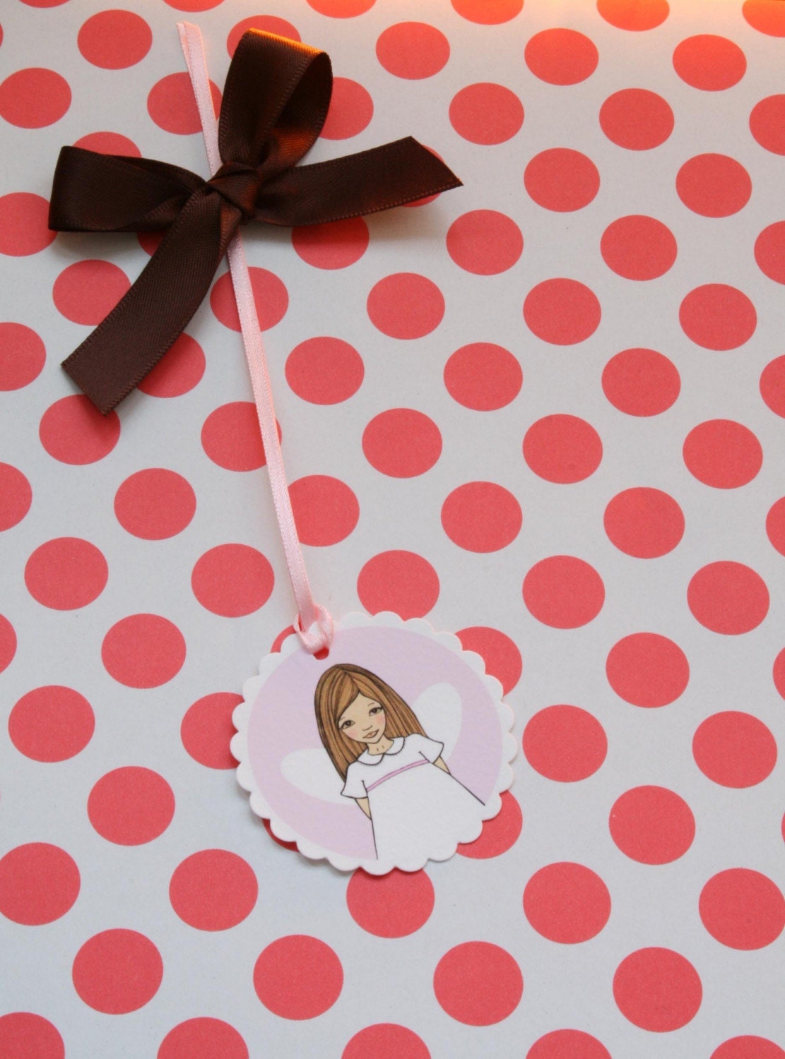 4 Sheets of Soft Red Dotty Gift Wrap