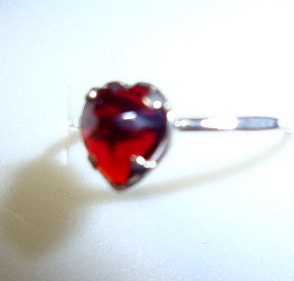 Red Heart ring -in reclaimed/recycled sterling silver  - custom size