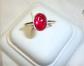 Red Ruby Ring is 10K yellow gold, bezel is sterling silver - Fair Trade eco friendly lab ruby - corundum Custom made
