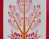 flower tree letterpress print