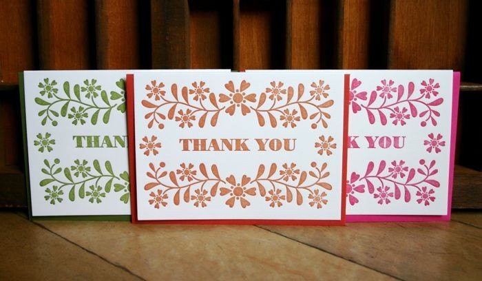 thank you folk noteset (multi set of 6)