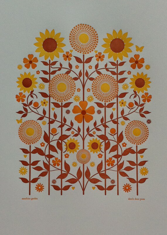 sunshine garden letterpress print