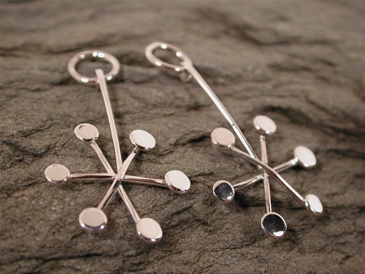Modern Jewelry Atomic Starburst Earrings Dangle Style Sterling Silver by SARANTOS