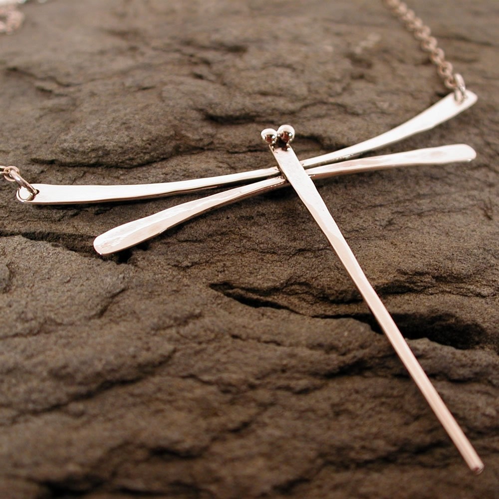 Sterling Silver Dragonfly Necklace Hand Forged Sterling Silver Necklace by SARANTOS