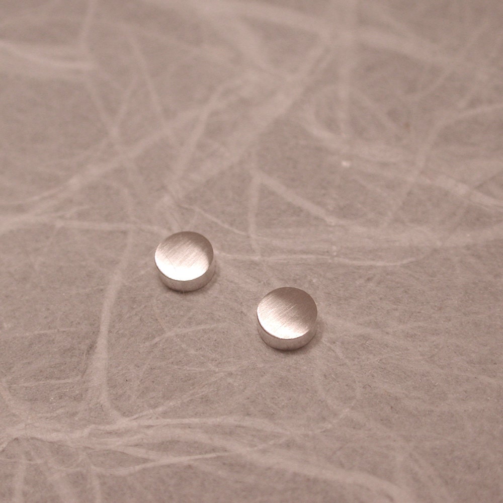 2.5mm Tiny Stud Earrings Modern Posts Brushed Sterling Silver Jewelry by SARANTOS