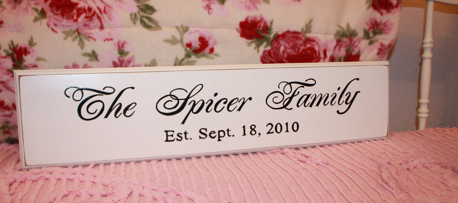 The Custom Family Est.  Personalized Sign Perfect for Wedding or Anniversary Gift Black and White COTTAGE STYLE
