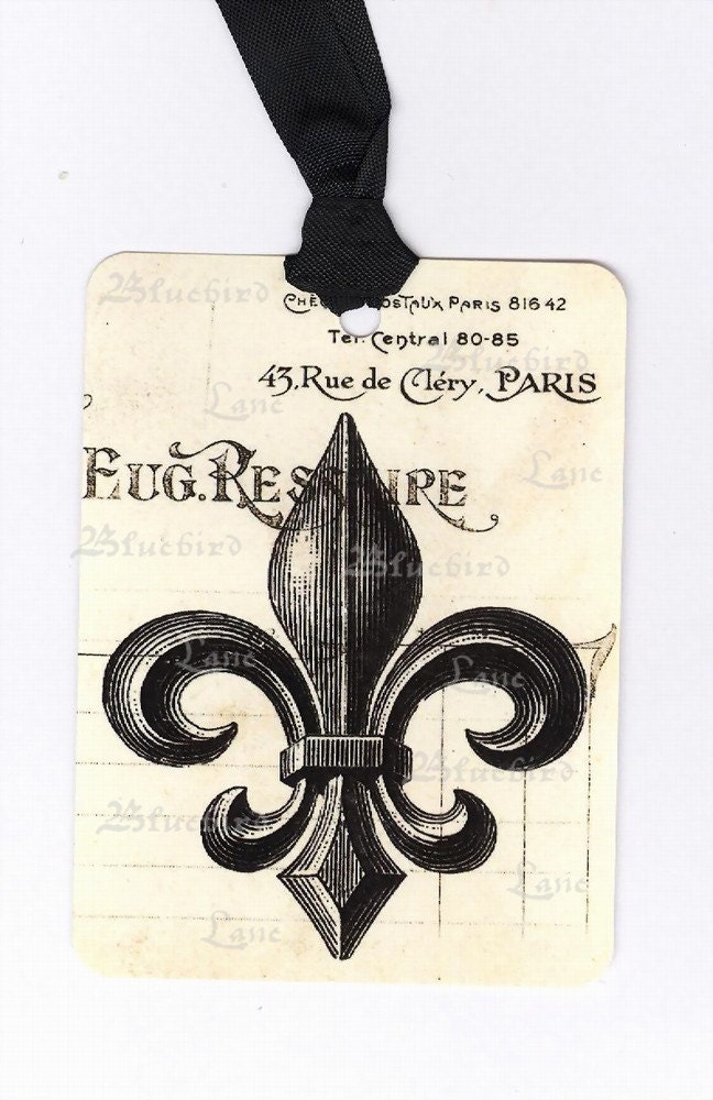 Fleur de Lis , French Gift Tags ,  Vintage Style ,  Wedding Favors by Bluebird Lane