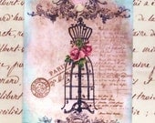 Gift Tags ,  Romantic ,  Vintage French ,  Dressform , Dress Form, Pink , Aqua