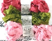 Crinkled Seam Binding 15 yds Cherry Blossoms pinks olive green