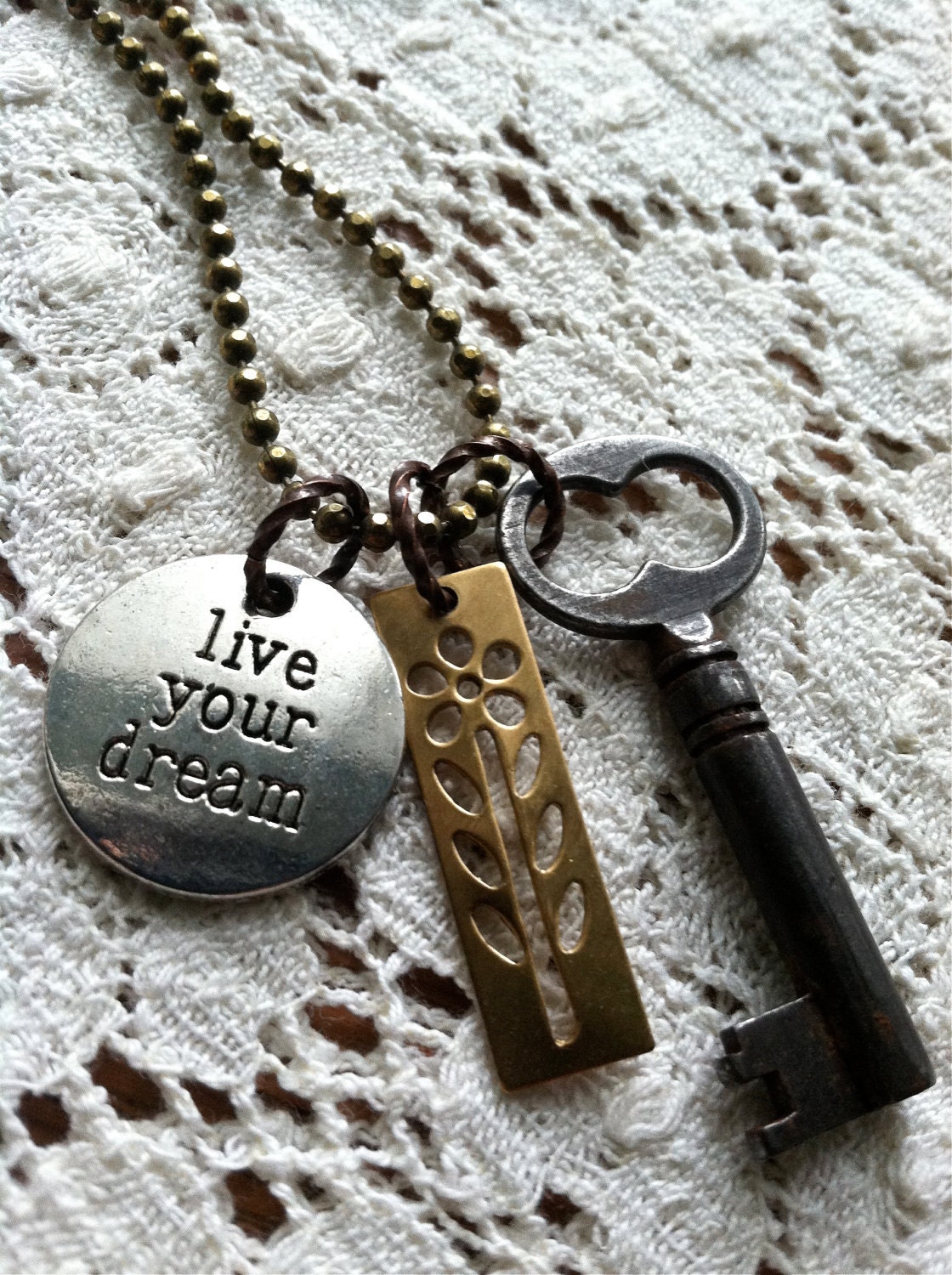Live Your Dream - Vintage Skeleton Key Necklace