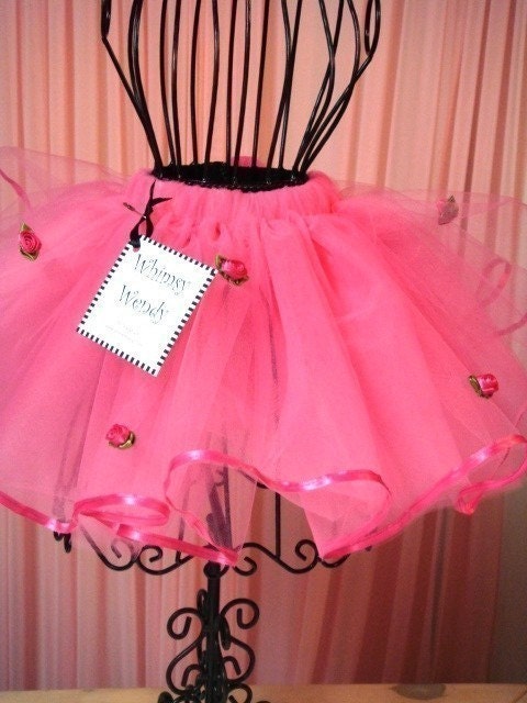Raspberry Hot Pink Ballet Dress Up Tutu with Hot Pink Trim and Flowers Il_170x135