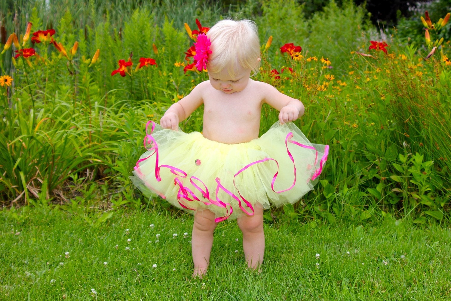 Raspberry Lemonade Dress Up BALLET Costume YELLOW TUTU with Raspberry Trim and Posies Il_170x135