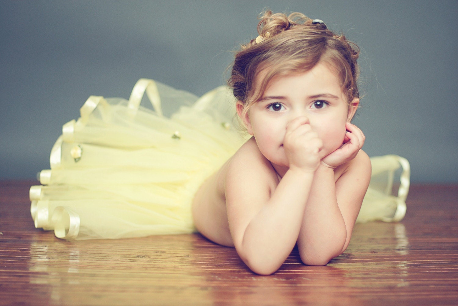 Lemondae Yellow Tutu with Sunny Yellow Satin Trim and Roses Il_570xn