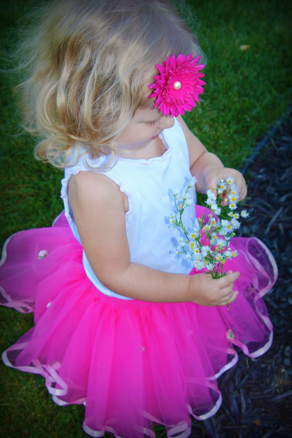 Poppy Pink Pixie Dress Up Ballet Tutu with Satin Pink Trim and Roses Il_570xn