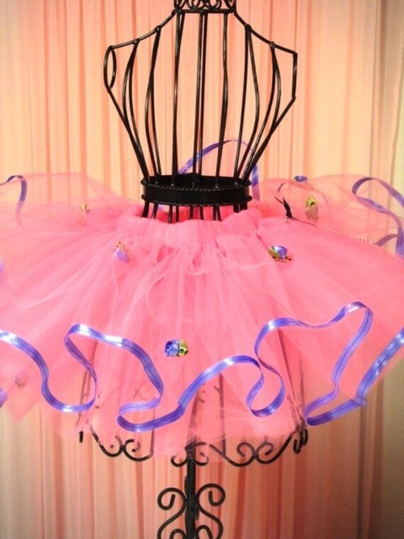 Raspberry Pink Dress Up Ballet Tutu with Purple Trim and Roses Il_570xn
