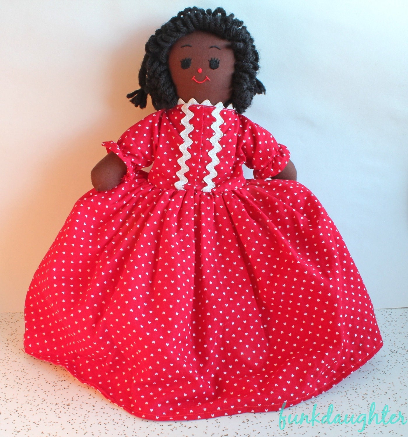 Conjoined biracial twins - reversible fabric doll