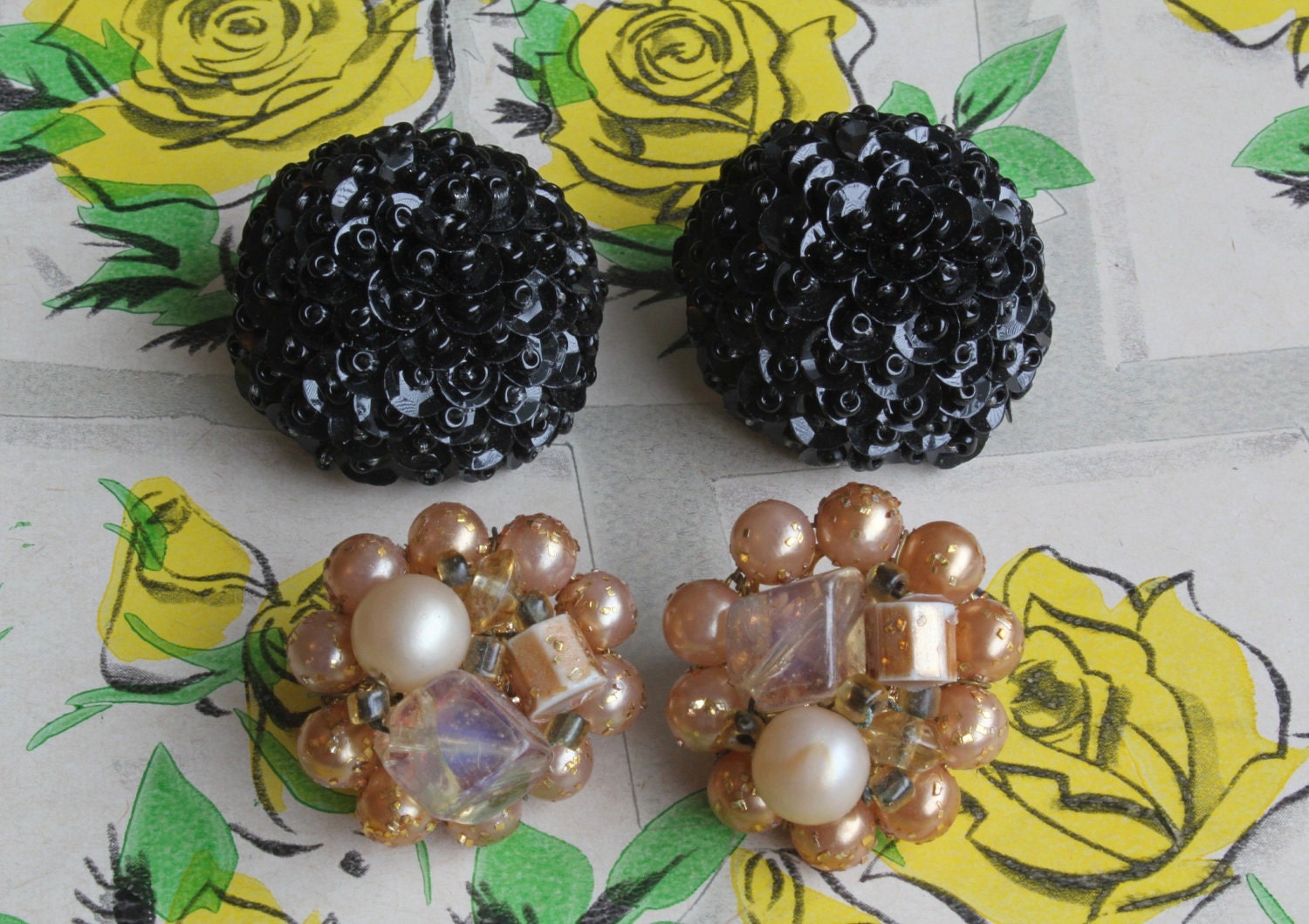Cocktail clip on earrings - 1960's