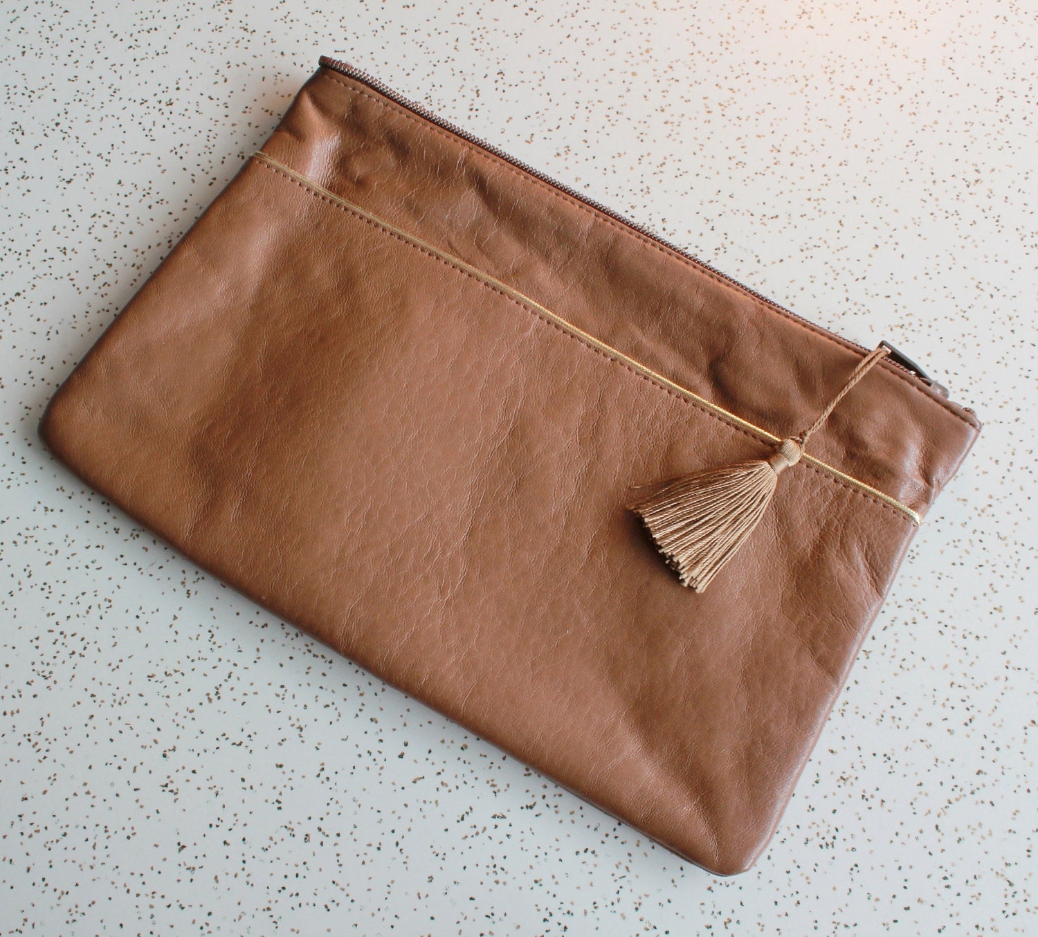 Leather clutch purse - 1980's