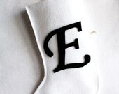 custom Christmas stocking with monogram made of white eco friendly felt
