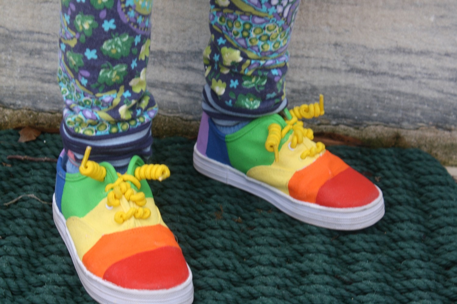 Hand painted rainbow sneakers for girls available in infant or toddler whole sizes 1 - 10