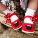 Minnie Mouse shoes - Hand painted red minnie mouse inspired buckle maryjane shoes with removeable hairclip bows for girls, baby toddler