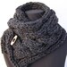 Charcoal Grey Cabled Wool Blend Scarfette with Wood Button