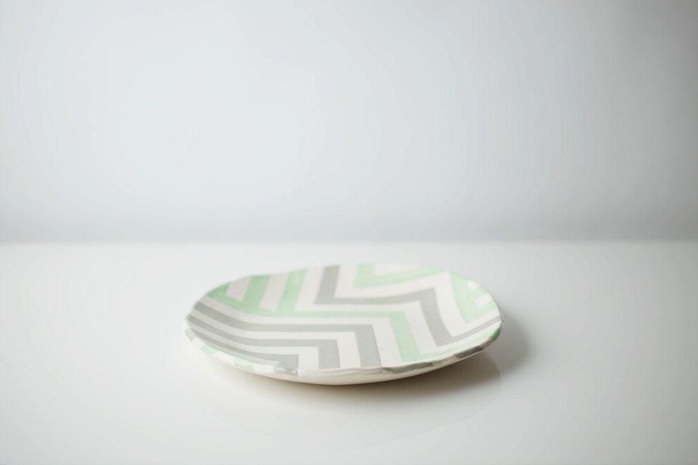 Grey & Mint Zag Dish