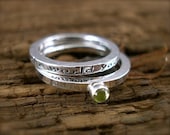 Create the world you love Story Stack Rings in Sterling and Peridot