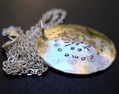 Custom Hammered Moon Secret Poetry Necklace in Sterling