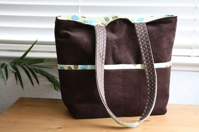 Sweet Baby Mommy Bag Diaper Bag (Brown Corduroy Leaves) READY TO SHIP