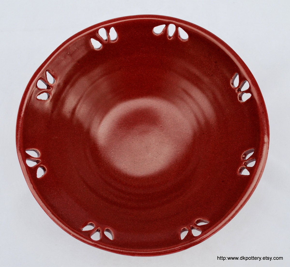 Large Teardrop Burgundy Bowl Stoneware Pottery