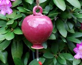 Burgundy Hummingbird Feeder Stoneware Pottery