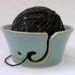 Aqua Ceramic Crochet or Knitting Bowl Stoneware Pottery